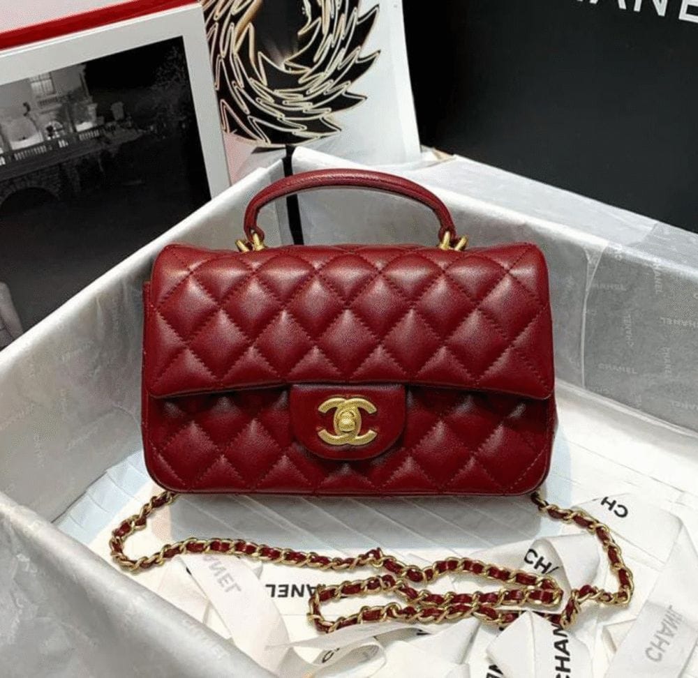 Chanel Mini Rectangular Top handle Burgundy