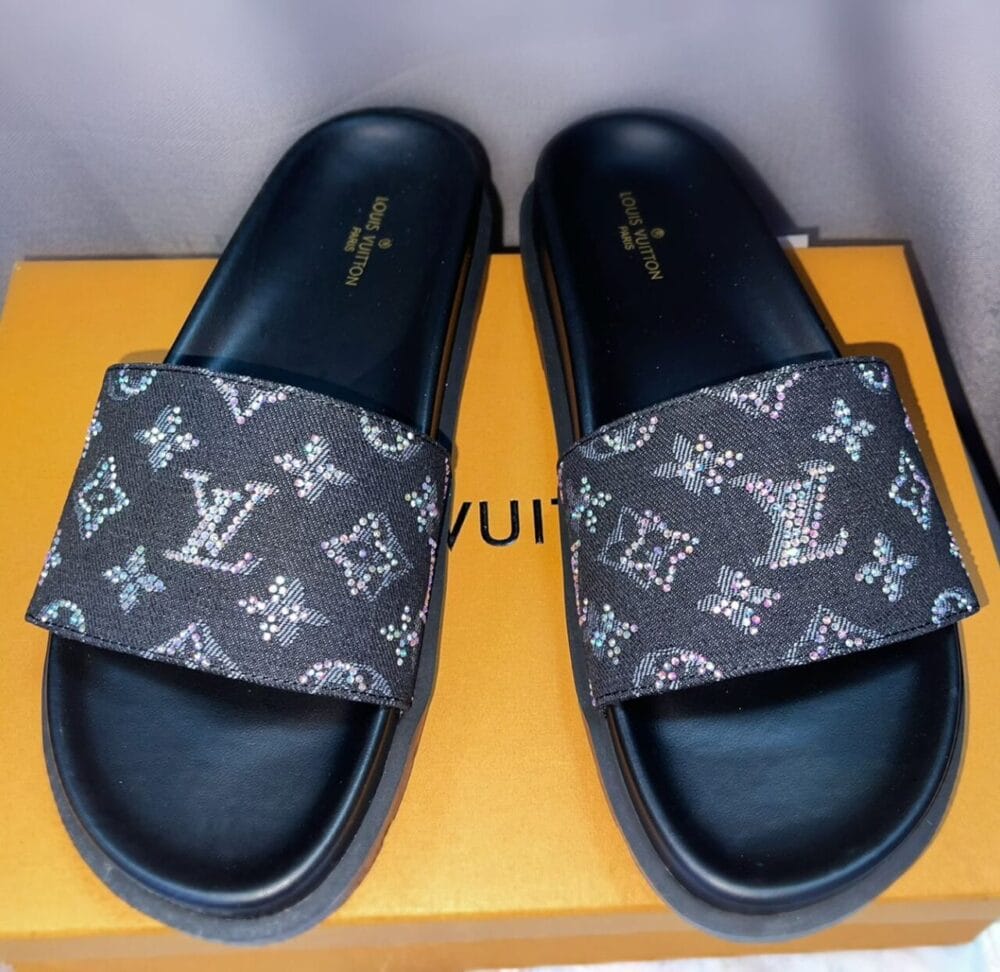 LV Waterfront Monogram Black Slides