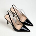 Prada Triangle Leather Sling black Pumps