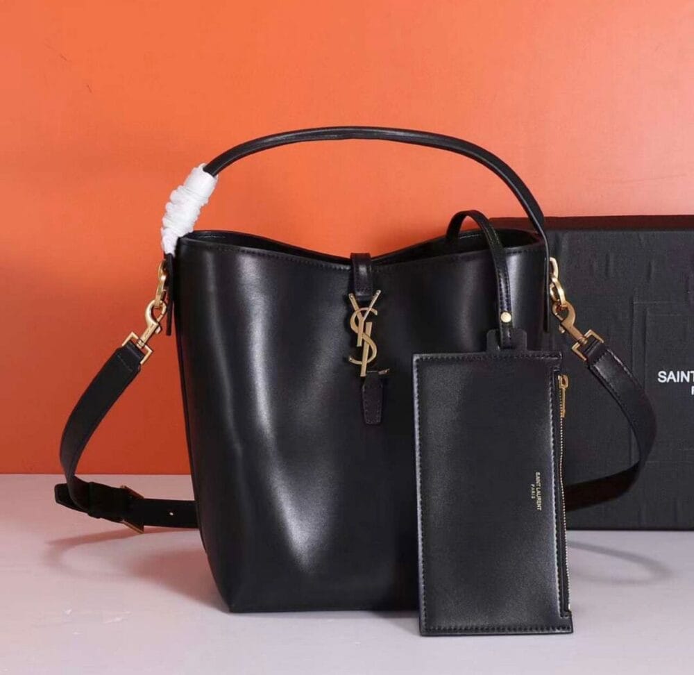 YSL Le 37 Black Leather Bucket Bag